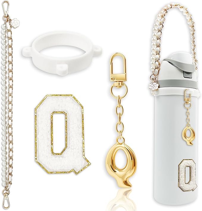Letter Handle Strap Accessories with Cute Initial Charm Compatible with Owala Water Bottle 24oz 32oz 40oz Owala Kids