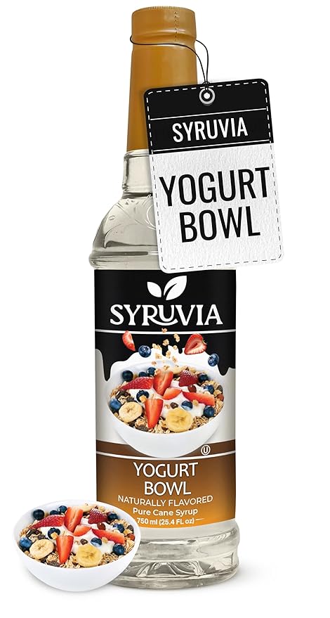 Syruvia Coffee Syrup, Yogurt Bowl Flavored Syrup for Drinks, Lattes and Desserts – 25.4 fl oz