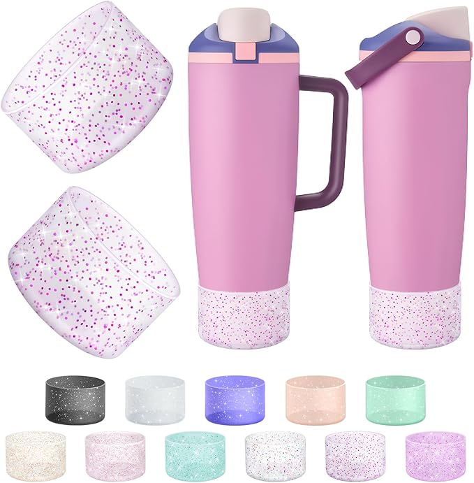 2PCS Silicone Boot Compatible with Owala 30oz & 40oz FreeSip Sway Bottles & Tumblers, Protective Anti-Slip Bottom Cover Sleeve for Freesip Sway Tumbler