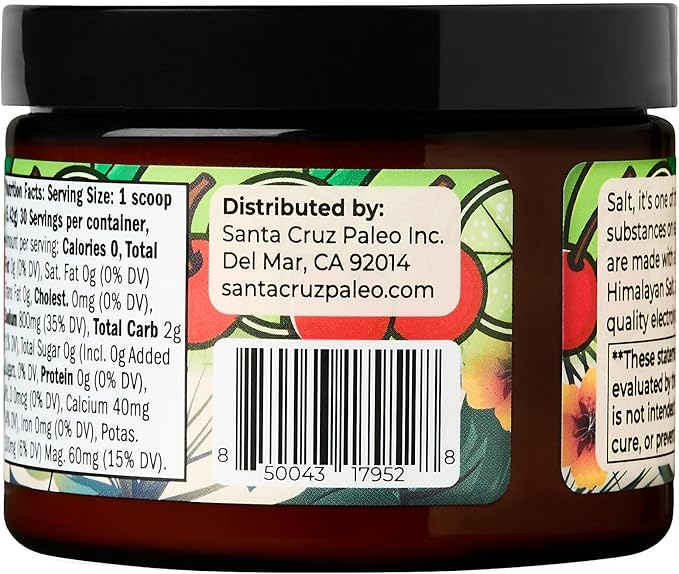 Santa Cruz Paleo Electrolyte Powder, Cherry Limeade, Sugar Free Hydration Drink Mix with Himalayan Pink Salt, Sea Salt, Magnesium Glycinate, Potassium Chloride, Sweetened with Stevia, 30 Servings