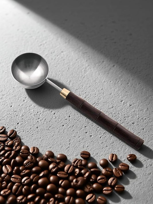 Ebony Wood Handle Coffee Spoon – Exquisite and Portable Stainless Steel Spoon with Long-Handled for Coffee (Silver, 10g Capacity)