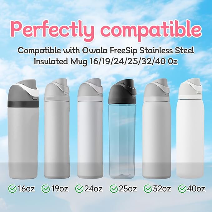 2 Pcs Replacement Rubber Seal Stopper Compatible with Owala FreeSip,Water Bottle Top Gasket Lid for Owala 16/19/24/32/40oz Bottle Mouth Cap Silicone Stoppers Parts Insert Accessories 2PB-5
