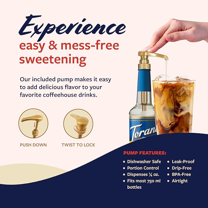 Torani Sugar Free Coconut Syrup and Sugar Free Vanilla Syrup Variety 2-Pack, Coffee Syrups for Drinks, Pumps Included, 25.4 Fl Oz Ea