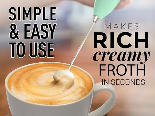 Zulay Powerful Milk Frother for Coffee with Upgraded Titanium Motor - Handheld Electric Whisk, Milk Foamer, Mini Mixer & Coffee Blender for Frappe, Latte, Matcha, No Stand - Ocean Spray