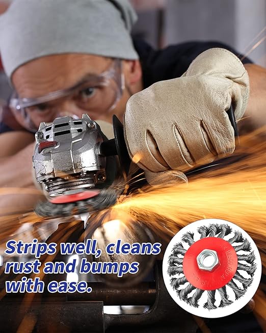 Rocaris Wire Wheel Cup Brush for Grinders, 8 Pack Wire Wheels for 4 1/2 Angle Grinder, 3 & 4 Inch Twisted Knotted & Coarse Crimped Cup Brush