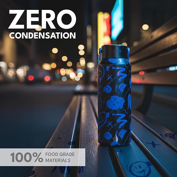 Elemental 40oz Insulated Water Bottle with Straw - 100% Leak-Proof Stainless Steel Core Water Bottles for Travel, Sports and Gym - Double Wall Insulation & BPA Free - Freestyle