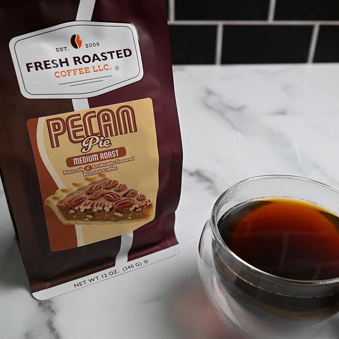 Fresh Roasted Coffee, Pecan Pie Flavored Coffee, 12 oz, Medium Roast, Kosher, Ground