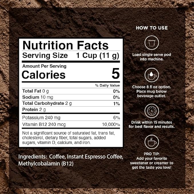 VitaCup Extra Shot Strong Coffee Pods, Bold & Intense Dark Roast w/Espresso Shot, High Caffeine, Vitamin B12, Antioxidants, Single Serve Pod Compatible with Keurig K-Cup Brewers, 32ct