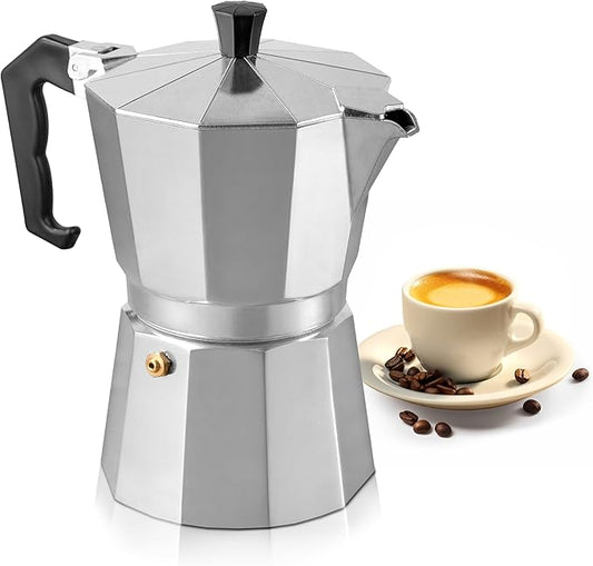 Mixpresso Moka Pot 3 Cup (5 oz Total) – Stovetop Espresso Maker for Gas & Electric Stove, Aluminum Cuban & Italian Coffee Maker, Small Size Espresso Brewer