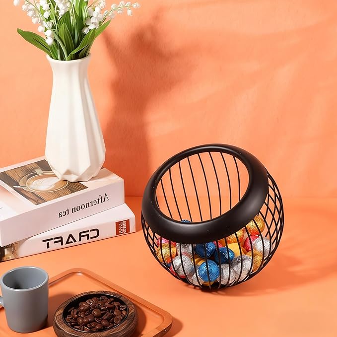 Coffee Pod Holders for Counter, Large Capacity Metal KCups Espresso Pod Keuring Kcup Storage Capsure Baskets, Coffee Bar Organizer Espresso Capsule Storage Bar Station Accessories (Black)