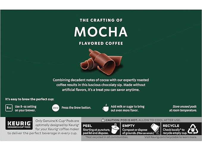 Starbucks Flavored Coffee K-Cup Pods, Mocha Flavored Coffee, Made without Artificial Flavors, Keurig Genuine K-Cup Pods, 10 CT K-Cups/Box (Pack of 3 Boxes)