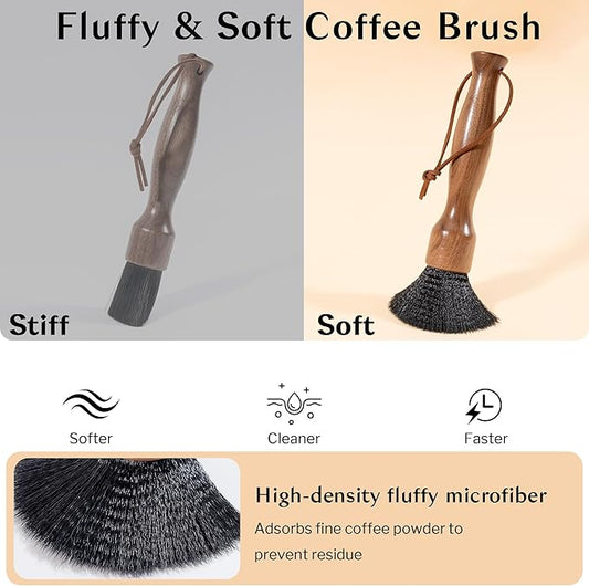 Belongtous Coffee Grinder Cleaning Brush, Fluffy & Soft Bristles Coffee Brush and Walnut Wood Handle, Espresso Machine Brush Cleaner Tool for Barista Home Kitchen