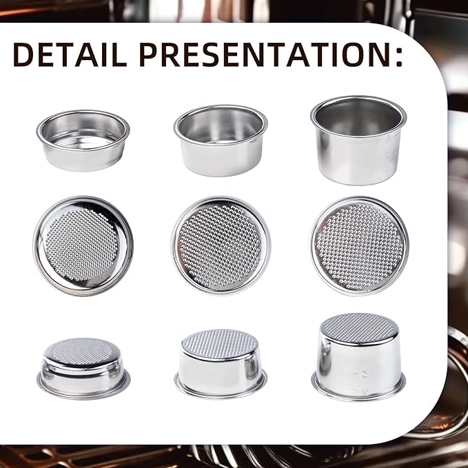 51mm Coffee Filter Basket, Stainless Steel Coffee Filter Reusable Coffee Machine Filter Accessory, Single/Double/Four Cup Single Wall Coffee Pressurized Porous Filter