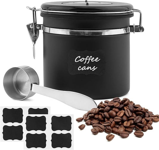 21oz Stainless Steel Airtight Coffee Canister with CO2 Valve & Date Tracker, Perfect for Coffee, Tea, Sugar, and More – Home & Office Use