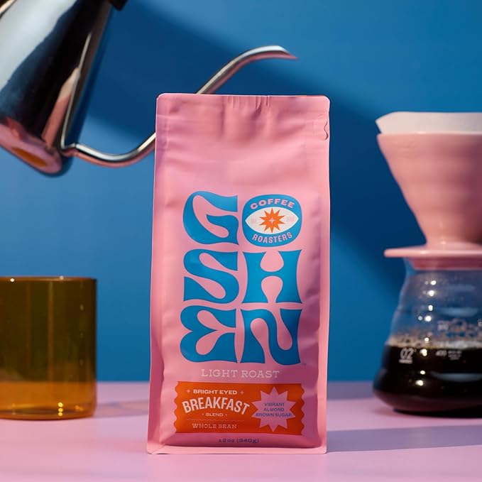 Goshen Coffee Roasters Ground Bright Eyed Breakfast Blend | Light Roast, Brewed or Espresso | Award-Winning - Natural and Washed | Vibrant, Almond, Brown Sugar Flavors | 5 lb Bag