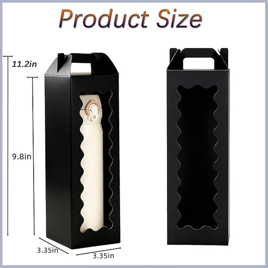 20Pcs Tumbler Gift Box with Handle for 18oz 20oz 30oz Sublimation Glass,Cup boxes for packaging 16oz,water bottle gift boxes,Tumbler Packaging Boxes with window for gifts（Black）