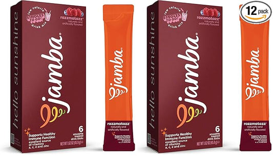 Jamba Singles To Go! razzmatazz smoothie-inspired powdered drink mix packets, 6-Count, aspartame free, just add water (Pack of 2)