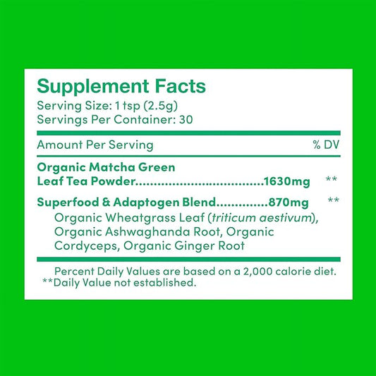 Further Food Premium Matcha Green Tea Powder USDA Organic Japanese Matcha Powder, Natural Energy + Focus + Boost Immune System, Antioxidant Plant-Based Detox Superfood (30 Servings)