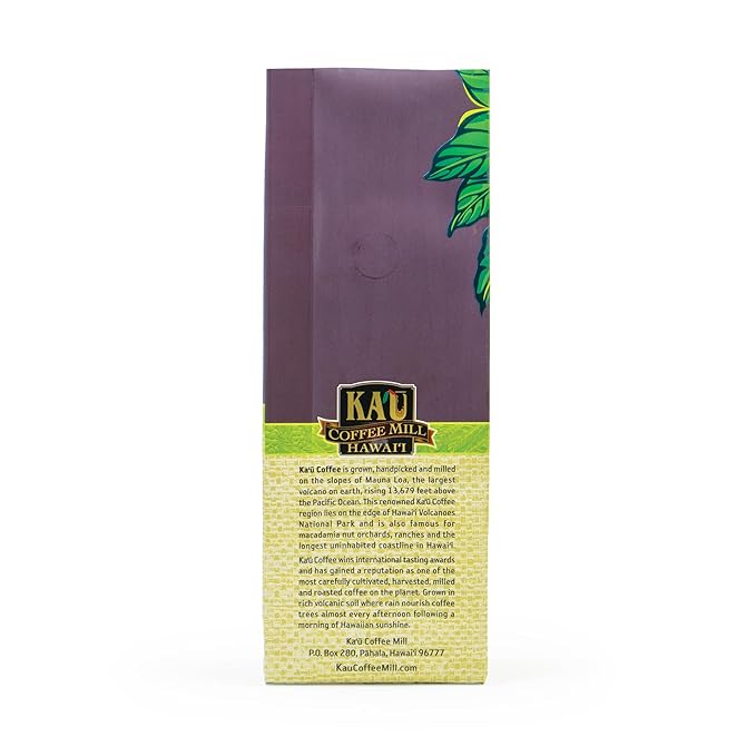 Ka'u Coffee Mill Semi Washed Medium Dark Roast Whole Bean Coffee - Stone Fruit, Citrus, & Milk Chocolate Notes - Handpicked & Semi-Washed Hawaii Grown Arabica Beans - Gourmet Small Batch - 8oz