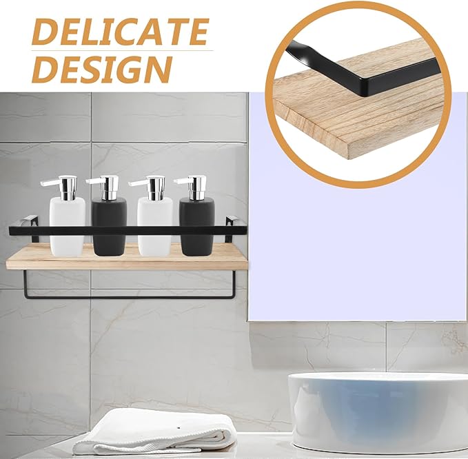 Wall Storage Shelf Floating Wood Shelves Solid Paulownia Wood Rustic Floating Cabinet for Bathroom Kitchen Living Room 2pcs