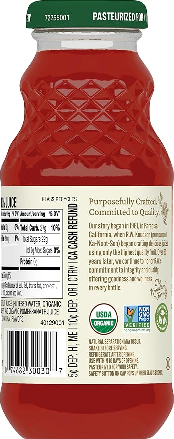 R.W. Knudsen Organic Cranberry Pomegranate Juice, 8 fl oz (12 Pack)