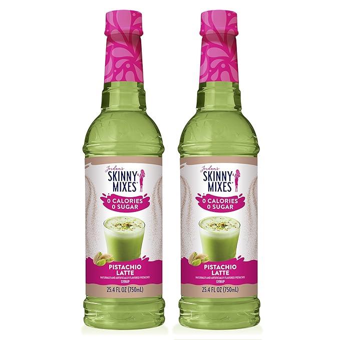 Jordan’s Skinny Mixes Sugar Free Coffee Syrup, Pistachio Coffee Flavoring Syrup, Zero Calorie Drink Mix, Lattes, Baking, Protein Shake or Cocktail, Dairy & Gluten Free, Kosher, 25.4 Fl Oz, 2 Pack