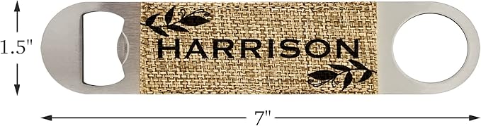 Smile Art Design Family Monogram Personalized Bottle Opener Burlap Material Family Name Personalized Print Personalized Gifts House Warming Wedding Gift Rustic Kitchen Decor Style3