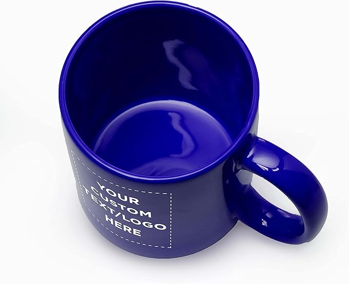 Custom Ceramic Coffee Mugs 11 oz. Set of 50, Personalized Bulk Pack - Coffee cup set, Iced coffee cup, Gaming mug - Cobalt Blue