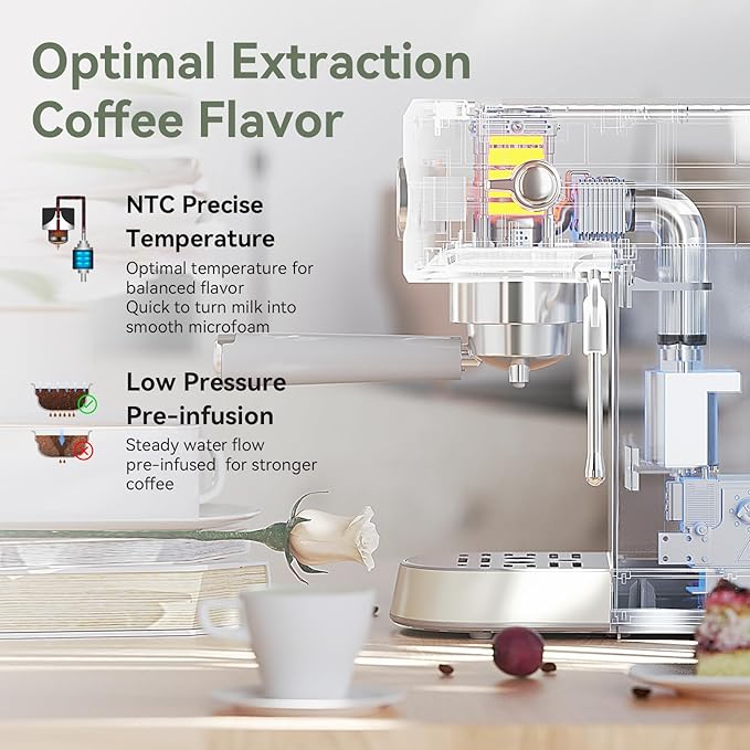 Gevi Commercial Espresso and Coffee Makers, Professional Espresso Maker Latte Machine with Milk Frother, Stainless Steel Expresso Coffee Machines for Home, Compact Cappuccino Machine, Great Gift