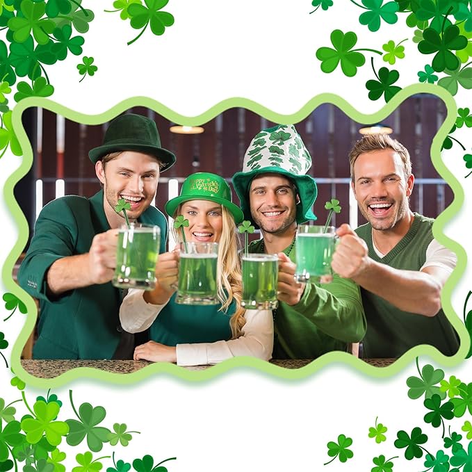 12 Pcs St. Patrick's Day Glass Drink Stirrers 7 Inch Swizzle Sticks for Cocktails Coffee Reusable Green Shamrock Beverage Stir Sticks for Irish Festival Party Coffee Bar Kitchen Bar