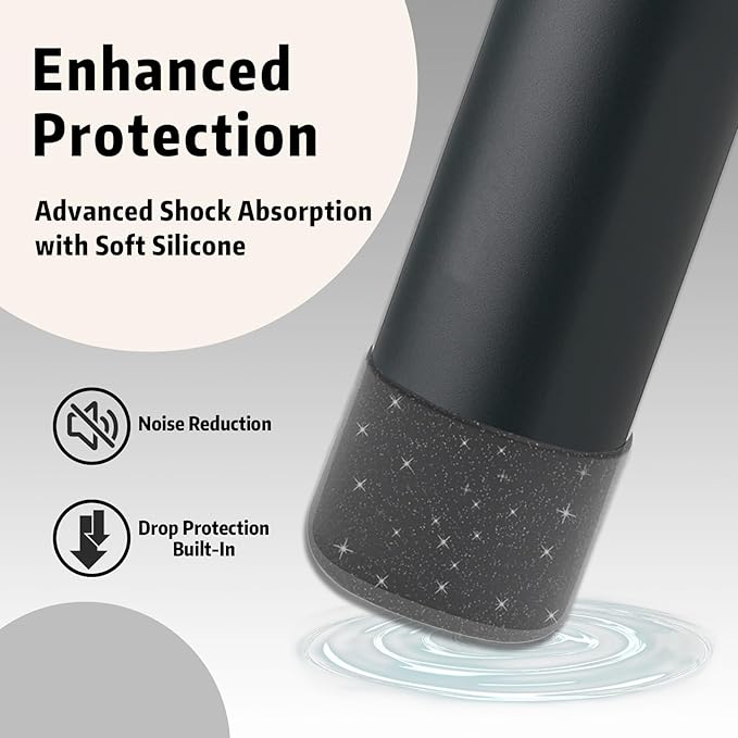 Silicone Boot for Owala 32oz Water Bottle – Anti-Slip Protective Cover, Bottle Boot, Base Cover Compatible with FreeSip, Sleeve for Stainless Steel Tumblers (Glitter Black, 32OZ)