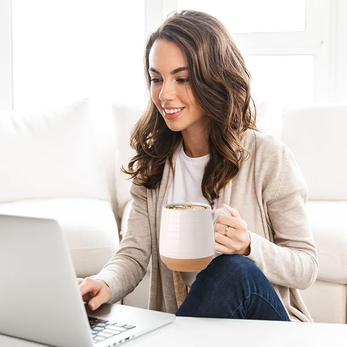 HASENSE Coffee Mug with Handle 20 oz,Large Ceramic Tea Cup for Men and Women, Mugs for Coffee, Tea, Hot Cocoa, Soup,Latte, Big Christmas Mug, Microwave Dishwasher Safe, White