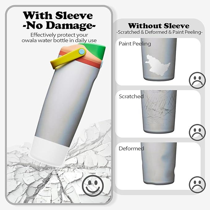 2PCS Silicone Boots for Owala 30oz & 40oz FreeSip Sway Bottles & Tumblers – Non-Slip, Scratch-Resistant, Stability Enhancer for Owala Accessories (Transparent frosted)