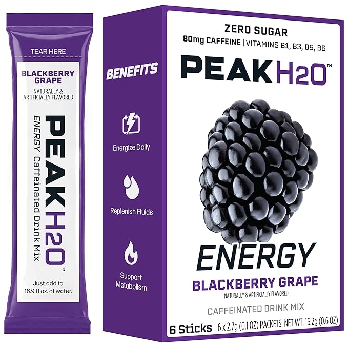 PeakH20 Electrolytes Powder Hydration Packets | Blackberry | 72 Servings | Sugar Free Water Flavor Packets for Workout Recovery