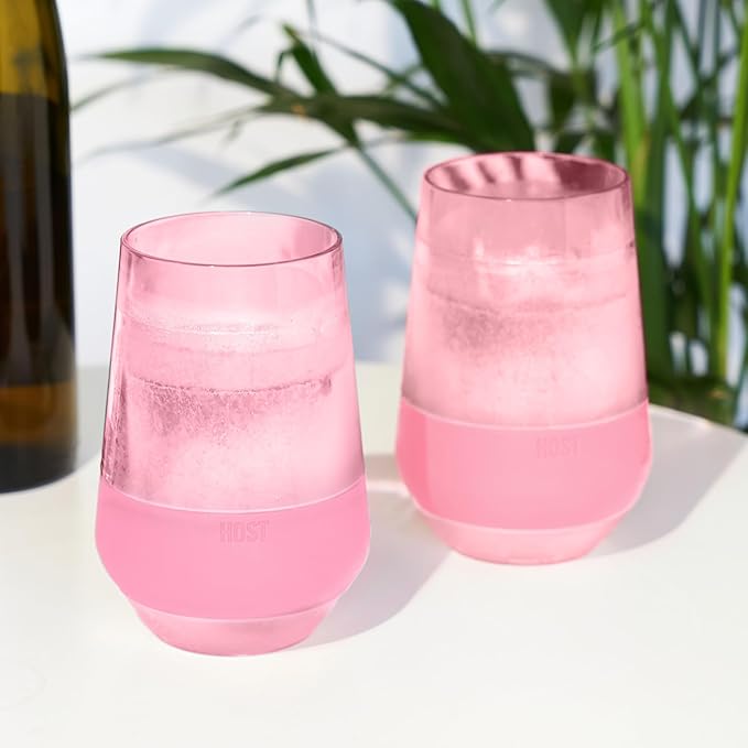 HOST Freeze XL Cooling Cup in Double Walled Insulated Freezable Drink Chilling Tumbler with Freezing Gel, 12 Ounces - Set of 2, Pink