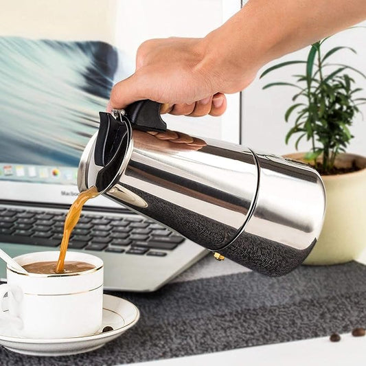 200/450ml Portable Espresso Coffee Maker Moka Pot Stainless Steel with Electric stove Filter Percolator Coffee Brewer Kettle Pot (450ml)