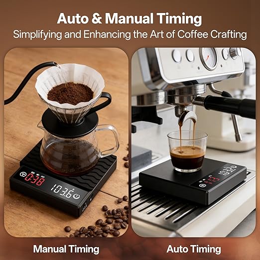 Mini Coffee Scale with Timer, USB-C Rechargeable Espresso Scale, 2kg/70oz Capacity, 0.1g Accuracy, Acurate Scale for Espresso and Pour-Over, 3 Modes, Mini Scale for Espresso, Black Color