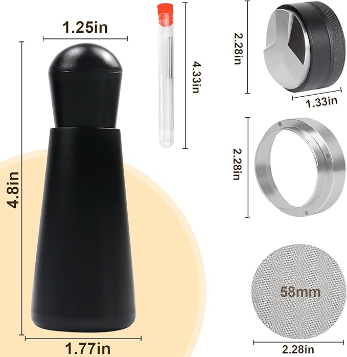 58mm Espresso Accessories Kit, Espresso Distributor, Dosing Funnel and Puck Screen Set, WDT Tool Espresso, Coffee Tamper Espresso Machine Accessories for 58 mm Portafilter Barista Tools