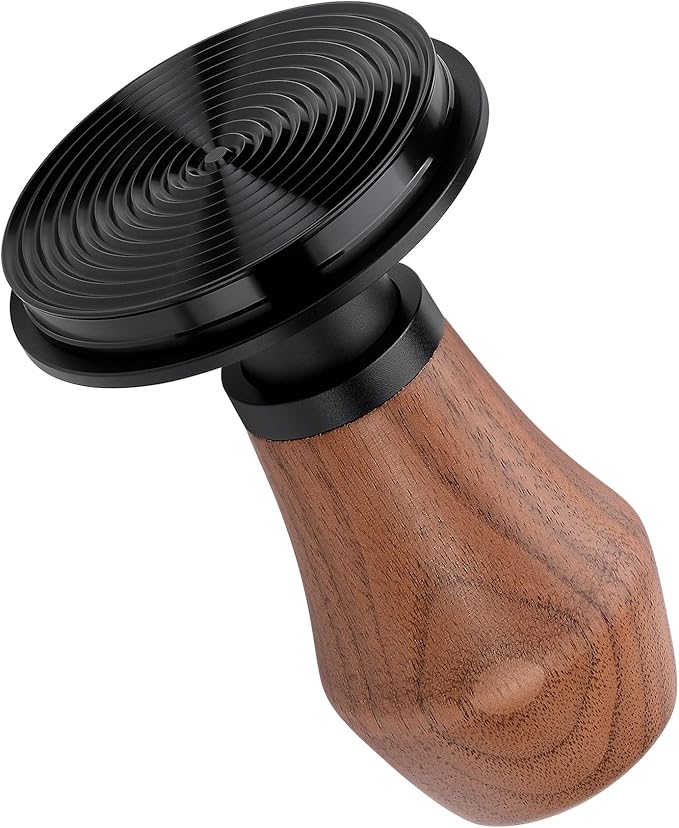 Normcore 51mm Espresso Coffee Tamper V4 - Spring Loaded Tamper With Titanium PVD Coating Ripple Base -15lb / 25lb / 30lbs Replacement Springs, Genuine American Walnut Handle