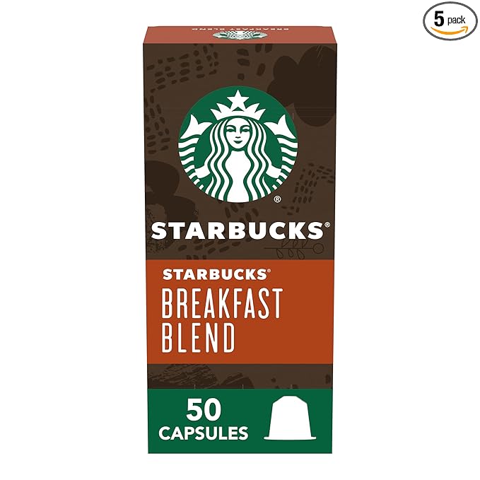 Starbucks by Nespresso Original Line Medium Roast Breakfast Blend Coffee, 50-count Espresso Pods