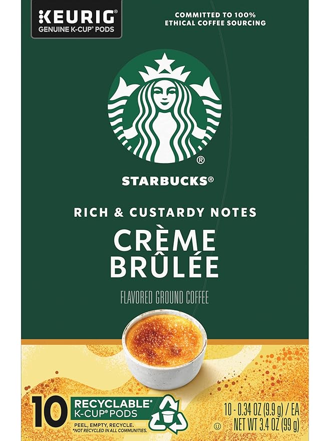 Starbucks Crème Brulée Flavored Blonde Roast Single Cup Coffee for Keurig Brewers, 10 Count - Pack of 2