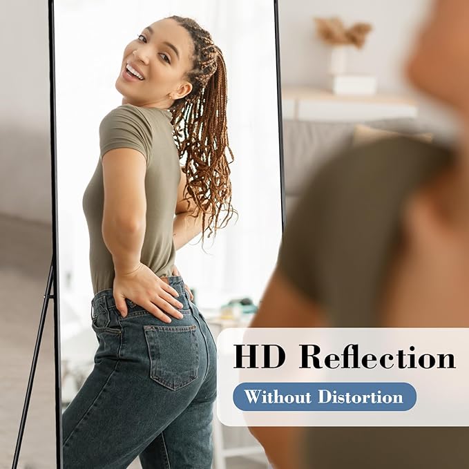 NEWBULIG Full Length Mirror, Upgraded Body Wall Mirrors with Shatter-Proof Glass, Floor Standing Mirror, Home Wall Decor