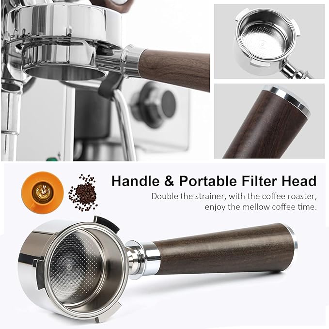 51mm Bottomless Portafilter 3 Ears, Davonpha Professional Espresso Portafilter 51mm compatible with De-longhi EC680, EC685 & EC885 Espresso Machine, Stainless Steel Basket and Black Rosewood Handle