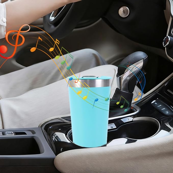 Blue Tumbler with Bluetooth Speaker, Insulated Stainless Steel Travel Cup with Lid,MusicTumbler Cup with Speaker,Stainless Steel Speaker Tumbler for Gym, Office, Travel