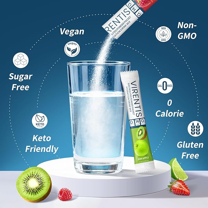48 Sticks Electrolytes Powder Packets Sugar Free Hydration Packets, 8 Flavors Liquid Daily IV Electrolyte Drink Mix for Rehydration with 8 Electrolytes & 6 Vitamins, 0 Calorie, Low Sodium