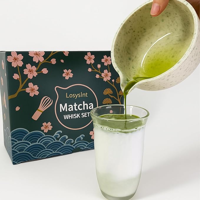7-Piece Matcha Set - Complete Japanese Tea Ceremony Kit with Ceramic Bowl (Chawan), Bamboo Whisk (Chasen) & Holder, Scoop, Sifter & Cotton Towel - Perfect Matcha Starter Kit