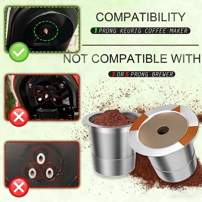Reusable K Cups Coffee Filters for Keurig: Stainless Steel K Cups Coffee Pods Compatible 1.0 & 2.0 Coffee Makers Machine (2Pack)