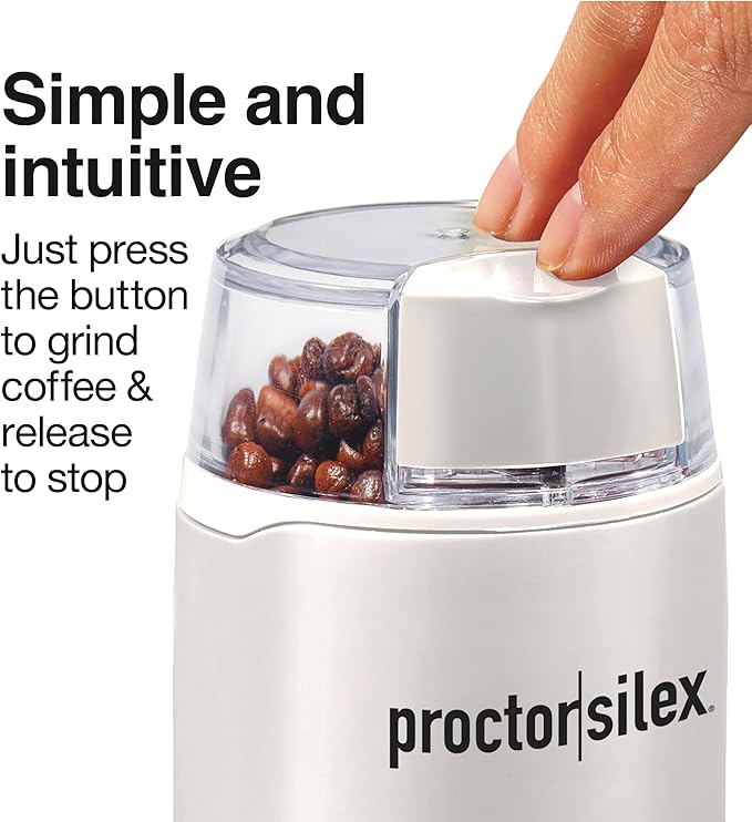 Proctor Silex Electric Coffee Grinder for Beans,Spices and More,Stainless Steel Blades,12 Cups,White,(Pack of 4)