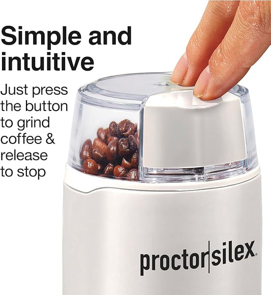 Proctor Silex Electric Coffee Grinder for Beans,Spices and More,Stainless Steel Blades,12 Cups,White,(Pack of 4)
