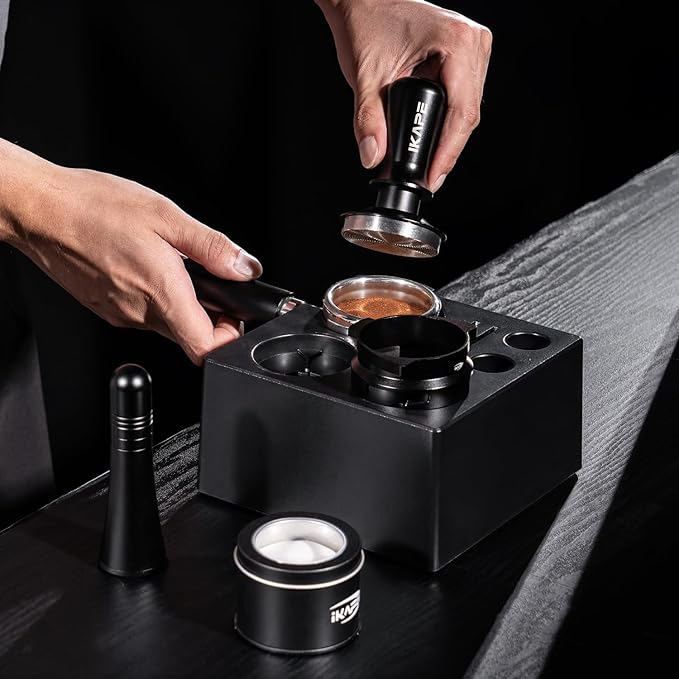 IKAPE 53MM Espresso Tamper Kit 4 in 1, Coffee Tamper, WDT Tool, Paper Filters (200pc), Dosing Funnel